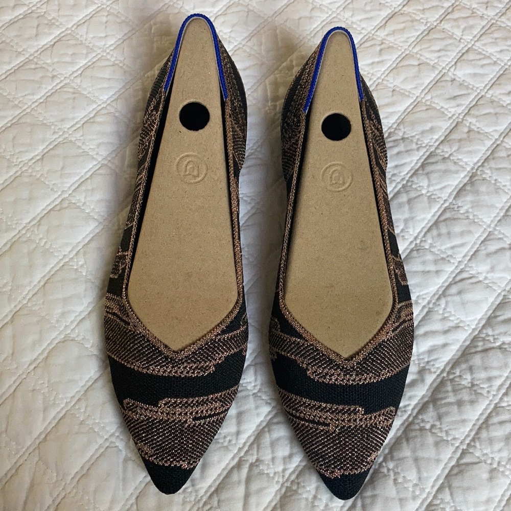 Rothy The Point “Golden Shimmer” 9.5 flat. NEW